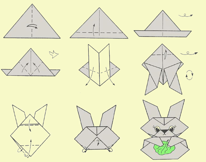 Как сделать зайку. Оригами.